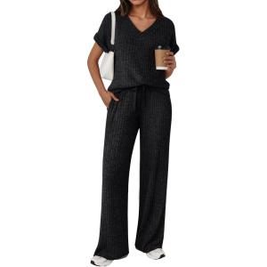 image:imageLILLUSORY Womens 2 Piece Lounge Sets 2026 Summer Vacation Outfits Airport Travel Resort Wear Beach Matching Spring SweatsuitBlack