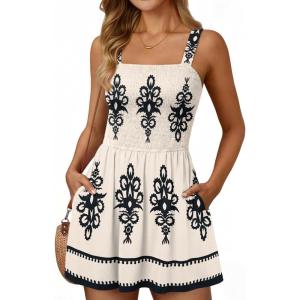 image:imageLILLUSORY Womens Summer Dress Beach Vacation Short Sundress Spring Sleeveless Mini Dresses 2026 Casual Outfits Cute ClothesFloral Apricot