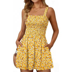 image:imageLILLUSORY Womens Summer Dress Beach Vacation Short Sundress Spring Sleeveless Mini Dresses 2026 Casual Outfits Cute ClothesFloral Yellow
