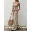 image:imageLILLUSORY 2 Piece Sets for Women Summer 2026 Vacation Travel Beach Outfits Lounge Matching Casual Airport ClothesApricot