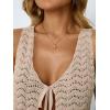 image:imageLILLUSORY Crochet Tops for Women Summer Vacation Outfits Beach Coverup Going Out Tie Front Spring Sweater Vest 2026 FashionApricot