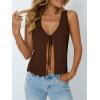 image:imageLILLUSORY Crochet Tops for Women Summer Vacation Outfits Beach Coverup Going Out Tie Front Spring Sweater Vest 2026 FashionCoffee