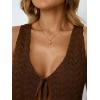 image:imageLILLUSORY Crochet Tops for Women Summer Vacation Outfits Beach Coverup Going Out Tie Front Spring Sweater Vest 2026 FashionCoffee