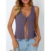 image:imageLILLUSORY Crochet Tops for Women Summer Vacation Outfits Beach Coverup Going Out Tie Front Spring Sweater Vest 2026 FashionDark Purple