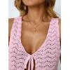 image:imageLILLUSORY Crochet Tops for Women Summer Vacation Outfits Beach Coverup Going Out Tie Front Spring Sweater Vest 2026 FashionLightpink