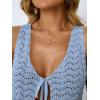 image:imageLILLUSORY Crochet Tops for Women Summer Vacation Outfits Beach Coverup Going Out Tie Front Spring Sweater Vest 2026 FashionSky