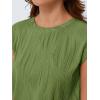image:imageLILLUSORY Dressy Casual Blouses for Women 2026 Summer Tops Trendy Cap Short Sleeve T Shirts Cute Work ClothesArmygreen