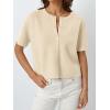 image:imageLILLUSORY Short Sleeve Cardigan Sweaters for Women 2026 Summer Cropped Button Up Sweater Tops Casual Shirt Y2K OutfitsApricot