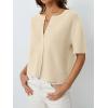 image:imageLILLUSORY Short Sleeve Cardigan Sweaters for Women 2026 Summer Cropped Button Up Sweater Tops Casual Shirt Y2K OutfitsApricot