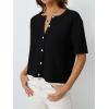 image:imageLILLUSORY Short Sleeve Cardigan Sweaters for Women 2026 Summer Cropped Button Up Sweater Tops Casual Shirt Y2K OutfitsBlack
