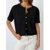 image:imageLILLUSORY Short Sleeve Cardigan Sweaters for Women 2026 Summer Cropped Button Up Sweater Tops Casual Shirt Y2K OutfitsBlack