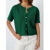 image:imageLILLUSORY Short Sleeve Cardigan Sweaters for Women 2026 Summer Cropped Button Up Sweater Tops Casual Shirt Y2K OutfitsDark Green