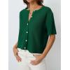 image:imageLILLUSORY Short Sleeve Cardigan Sweaters for Women 2026 Summer Cropped Button Up Sweater Tops Casual Shirt Y2K OutfitsDark Green