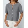 image:imageLILLUSORY Short Sleeve Cardigan Sweaters for Women 2026 Summer Cropped Button Up Sweater Tops Casual Shirt Y2K OutfitsGray