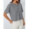 image:imageLILLUSORY Short Sleeve Cardigan Sweaters for Women 2026 Summer Cropped Button Up Sweater Tops Casual Shirt Y2K OutfitsGray