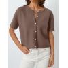 image:imageLILLUSORY Short Sleeve Cardigan Sweaters for Women 2026 Summer Cropped Button Up Sweater Tops Casual Shirt Y2K OutfitsNutmeg