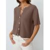 image:imageLILLUSORY Short Sleeve Cardigan Sweaters for Women 2026 Summer Cropped Button Up Sweater Tops Casual Shirt Y2K OutfitsNutmeg