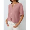 image:imageLILLUSORY Short Sleeve Cardigan Sweaters for Women 2026 Summer Cropped Button Up Sweater Tops Casual Shirt Y2K OutfitsPink