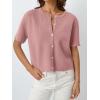 image:imageLILLUSORY Short Sleeve Cardigan Sweaters for Women 2026 Summer Cropped Button Up Sweater Tops Casual Shirt Y2K OutfitsPink