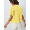 image:imageLILLUSORY Short Sleeve Cardigan Sweaters for Women 2026 Summer Cropped Button Up Sweater Tops Casual Shirt Y2K OutfitsYellow