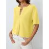 image:imageLILLUSORY Short Sleeve Cardigan Sweaters for Women 2026 Summer Cropped Button Up Sweater Tops Casual Shirt Y2K OutfitsYellow