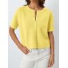 image:imageLILLUSORY Short Sleeve Cardigan Sweaters for Women 2026 Summer Cropped Button Up Sweater Tops Casual Shirt Y2K OutfitsYellow