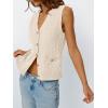 image:imageLILLUSORY Sweater Vest Women Fashion Casual Summer Outfits V Neck Cable Knit Spring Trendy Cropped Sleeveless Cute 2025Apricot