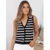 image:imageLILLUSORY Vest Tops for Women 2026 Summer Outfits Striped Sweaters Button Up Casual Blouses Jacket Fashion ClothesBlackwhite