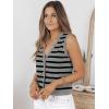 image:imageLILLUSORY Vest Tops for Women 2026 Summer Outfits Striped Sweaters Button Up Casual Blouses Jacket Fashion ClothesGreyblack