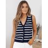 image:imageLILLUSORY Vest Tops for Women 2026 Summer Outfits Striped Sweaters Button Up Casual Blouses Jacket Fashion ClothesNavywhite