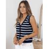 image:imageLILLUSORY Vest Tops for Women 2026 Summer Outfits Striped Sweaters Button Up Casual Blouses Jacket Fashion ClothesNavywhite