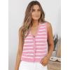 image:imageLILLUSORY Vest Tops for Women 2026 Summer Outfits Striped Sweaters Button Up Casual Blouses Jacket Fashion ClothesPinkwhite