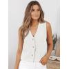 image:imageLILLUSORY Vest Tops for Women 2026 Summer Outfits Striped Sweaters Button Up Casual Blouses Jacket Fashion ClothesWhite