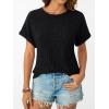 image:imageLILLUSORY Women Short Sleeve T Shirt Summer Sweater Dressy Casual Blouse Business Top Work ClothingBlack