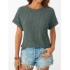 image:imageLILLUSORY Women Short Sleeve T Shirt Summer Sweater Dressy Casual Blouse Business Top Work ClothingGreen
