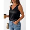 image:imageLILLUSORY Women Silk Satin Tank Top V Neck Summer Blouse Sleeveless Shirt Business Casual Dressy Outfit Vacation Clothes 2026Black