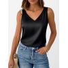 image:imageLILLUSORY Women Silk Satin Tank Top V Neck Summer Blouse Sleeveless Shirt Business Casual Dressy Outfit Vacation Clothes 2026Black