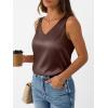 image:imageLILLUSORY Women Silk Satin Tank Top V Neck Summer Blouse Sleeveless Shirt Business Casual Dressy Outfit Vacation Clothes 2026Brown