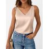 image:imageLILLUSORY Women Silk Satin Tank Top V Neck Summer Blouse Sleeveless Shirt Business Casual Dressy Outfit Vacation Clothes 2026Champagne