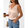 image:imageLILLUSORY Women Silk Satin Tank Top V Neck Summer Blouse Sleeveless Shirt Business Casual Dressy Outfit Vacation Clothes 2026Champagne