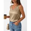 image:imageLILLUSORY Women Silk Satin Tank Top V Neck Summer Blouse Sleeveless Shirt Business Casual Dressy Outfit Vacation Clothes 2026Khaki