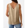 image:imageLILLUSORY Women Silk Satin Tank Top V Neck Summer Blouse Sleeveless Shirt Business Casual Dressy Outfit Vacation Clothes 2026Khaki