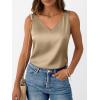 image:imageLILLUSORY Women Silk Satin Tank Top V Neck Summer Blouse Sleeveless Shirt Business Casual Dressy Outfit Vacation Clothes 2026Khaki
