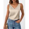 image:imageLILLUSORY Women Silk Satin Tank Top V Neck Summer Blouse Sleeveless Shirt Business Casual Dressy Outfit Vacation Clothes 2026Lightchampagne