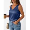 image:imageLILLUSORY Women Silk Satin Tank Top V Neck Summer Blouse Sleeveless Shirt Business Casual Dressy Outfit Vacation Clothes 2026Navy