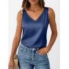 image:imageLILLUSORY Women Silk Satin Tank Top V Neck Summer Blouse Sleeveless Shirt Business Casual Dressy Outfit Vacation Clothes 2026Navy