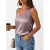 image:imageLILLUSORY Women Silk Satin Tank Top V Neck Summer Blouse Sleeveless Shirt Business Casual Dressy Outfit Vacation Clothes 2026Purplegrey
