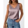 image:imageLILLUSORY Women Silk Satin Tank Top V Neck Summer Blouse Sleeveless Shirt Business Casual Dressy Outfit Vacation Clothes 2026Purplegrey