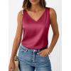 image:imageLILLUSORY Women Silk Satin Tank Top V Neck Summer Blouse Sleeveless Shirt Business Casual Dressy Outfit Vacation Clothes 2026Red