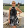 image:imageLILLUSORY Women Summer Mini Dress Halter Short Dresses A Line Polka Dot Petite Sundress Flowy Vacation Party Outfits 2026Black